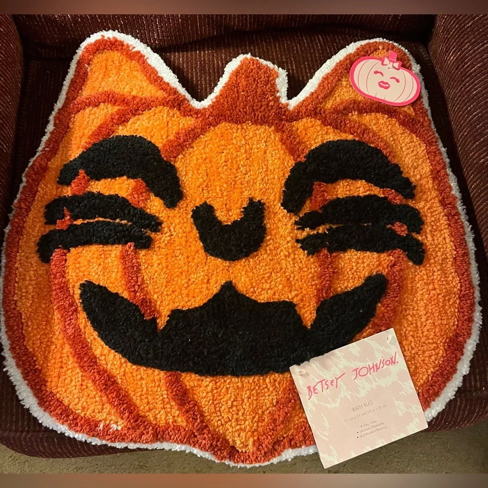 Betsey Johnson Pumpkin Cat Bath Rug